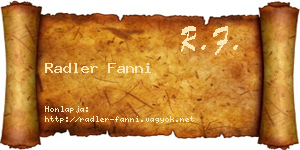 Radler Fanni névjegykártya